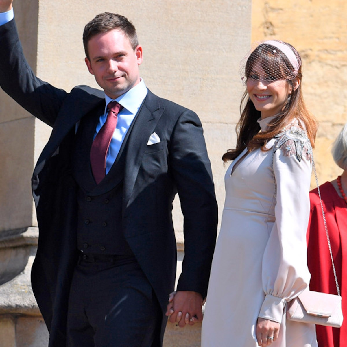 Patrick J Adams Troian Bellisario Arrive At The Royal Wedding